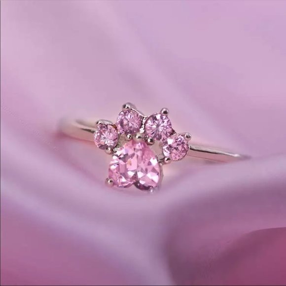 New s925 silver adjustable pink CZ women’s ring - Picture 2 of 2